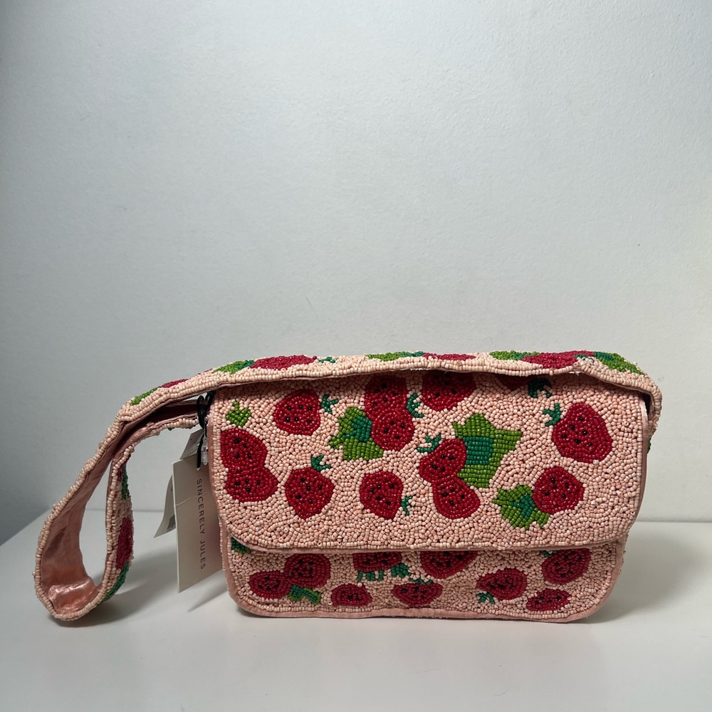 Sincerely Jules Viral Strawberry Tomato Beaded Shoulder Bag Purse Handbag - Picture 3 of 11